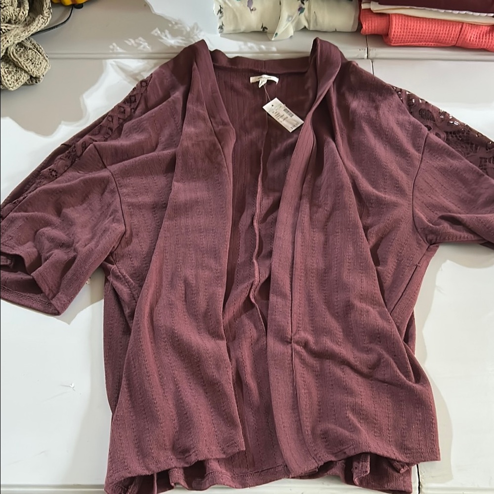 Maurice’s Mauve Open-Front Cardigan